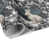 Elegant white rabbit Christmas snowflakes Geschenkpapier (Rolleneckpunkt)