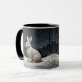 Elegant white rabbit Christmas snowy woodland  Tasse (Vorderseite Links)