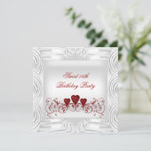 Elegant White Red Hearts Sweet 16 Einladung (Stehend Vorderseite)