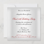 Elegant White Red Hearts Sweet 16 Einladung (Rückseite)