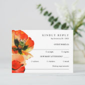 Elegant White Red Poppy Kindly Antwort Einladung (Stehend Vorderseite)