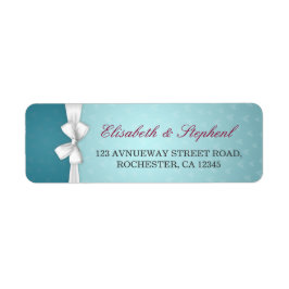 Elegant White Ribbon Türkise Wedding Address