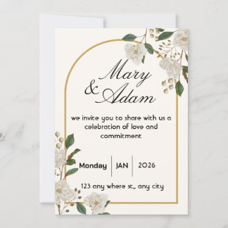 Elegant White Rose Arch Wedding Invitation Einladung