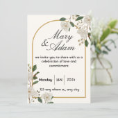 Elegant White Rose Arch Wedding Invitation Einladung (Stehend Vorderseite)
