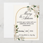 Elegant White Rose Arch Wedding Invitation Einladung (Vorne/Hinten)
