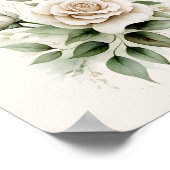 Elegant White Rose Botanical Greenery Neutral  Poster (Ecke)