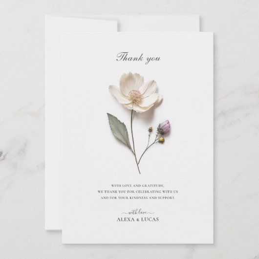 Elegant White Rose Chic Wedding Dankeschön Card Dankeskarte (Vorderseite)