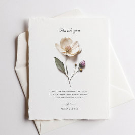 Elegant White Rose Chic Wedding Dankeschön Card Dankeskarte