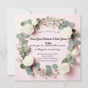 Elegant White Rose & Eukalyptus Wedding Einladung