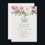 Elegant White Rose Floral 50. Geburtstag Einladung<br><div class="desc">Elegante Weiße Rose Blüte 50. Geburtstag Einladend schöne,  elegante florale Aquarell Design Vollständig anpassbar / personalisiert</div>