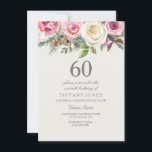 Elegant White Rose Floral 60. Geburtstag Einladung<br><div class="desc">Elegante Weiße Rose Blüte 60. Geburtstag Einladend schöne,  elegante florale Aquarell Design Vollständig anpassbar / personalisiert</div>