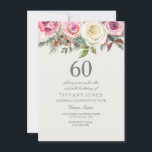 Elegant White Rose Floral 60. Geburtstag Einladung<br><div class="desc">Elegante Weiße Rose Blüte 60. Geburtstag Einladend schöne,  elegante florale Aquarell Design Vollständig anpassbar / personalisiert</div>