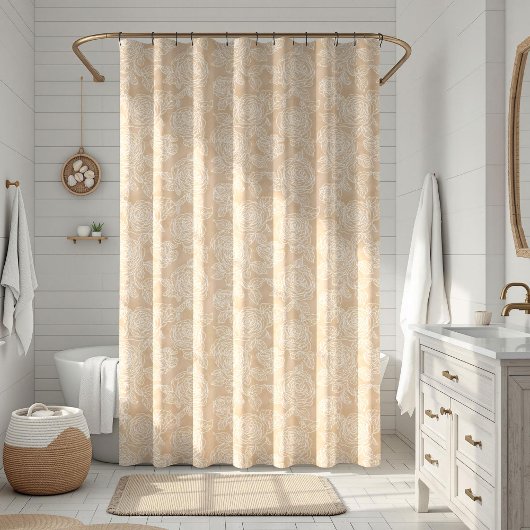 Elegant White Rose Floral Duschvorhang