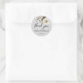 Elegant White Rose Florals Wedding Runder Aufkleber (Tasche)