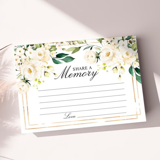 Elegant White Rose Funeral Share a Memory Card RSVP Karte