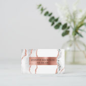 Elegant White Rose Gold Agate Luxury Visitenkarte (Stehend Vorderseite)