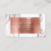 Elegant White Rose Gold Agate Luxury Visitenkarte (Rückseite)
