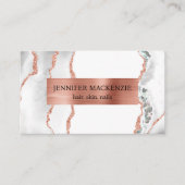 Elegant White Rose Gold Agate Luxury Visitenkarte (Vorderseite)