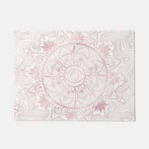 Elegant White Rose Gold Eye Sun Moon Mandala Fußmatte
