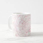 Elegant White Rose Gold Eye Sun Moon Mandala Kaffeetasse (Vorderseite Links)