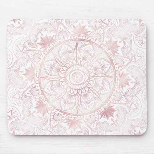 Elegant White Rose Gold Eye Sun Moon Mandala Mousepad (Vorne)