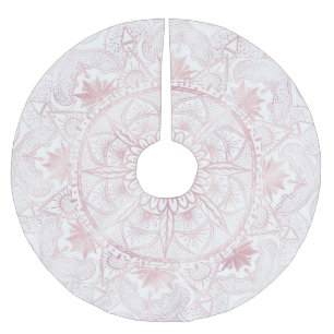 Elegant White Rose Gold Eye Sun Moon Mandala Polyester Weihnachtsbaumdecke
