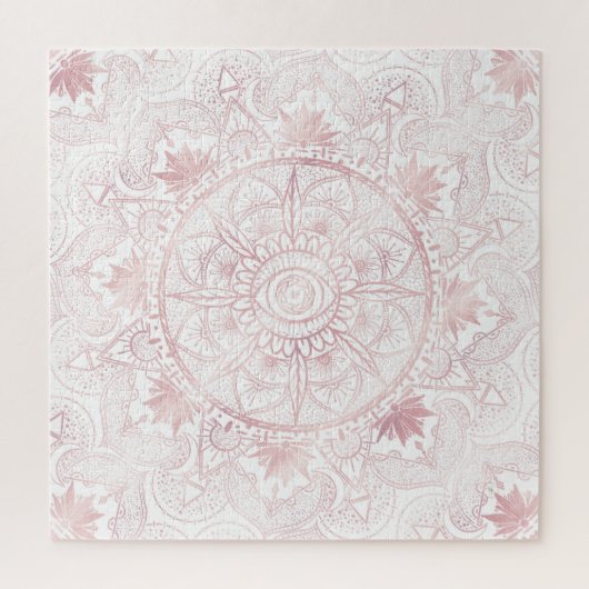 Elegant White Rose Gold Eye Sun Moon Mandala Puzzle (Vertikal)