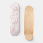 Elegant White Rose Gold Eye Sun Moon Mandala Skateboard (Vorderseite)