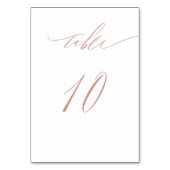 Elegant White Rose Gold Script 10 Wedding Tischnummer (Rückseite)