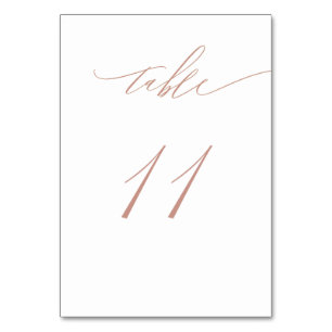 Elegant White Rose Gold Script No. 11 Wedding Tischnummer