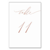 Elegant White Rose Gold Script No. 11 Wedding Tischnummer (Rückseite)