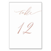 Elegant White Rose Gold Script No. 12 Wedding Tischnummer (Rückseite)