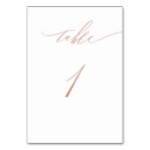 Elegant White Rose Gold Script No. 1 Wedding Tischnummer (Vorderseite)