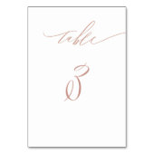 Elegant White Rose Gold Script No. 3 Wedding Tischnummer (Vorderseite)