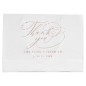 Elegant White Rose Gold Script Wedding Vielen Dank Große Geschenktüte (Rückseite)