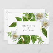 Elegant White Rose Greenery White Wedding Postkarte (Vorne/Hinten)