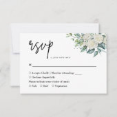 Elegant White Rose Grüne Blumenzwiebelblume RSVP Karte (Vorderseite)