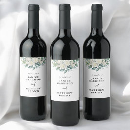 Elegant White Rose Grüne Blumenzwiebelblume Weinetikett