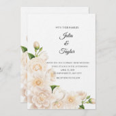 Elegant White Rose Invitation Einladung (Vorne/Hinten)