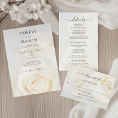 Elegant White Rose Script Wedding Invitation Einladung