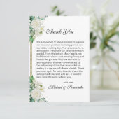 Elegant White Rose und Lilies Wedding Dankeskarte (Stehend Vorderseite)