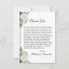 Elegant White Rose und Lilies Wedding Dankeskarte