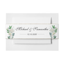 Elegant White Rose und Lilies Wedding Einladungsbanderole