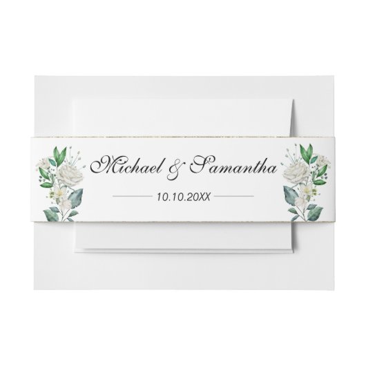 Elegant White Rose und Lilies Wedding Einladungsbanderole (Vorderseite Beispiel)