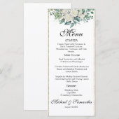 Elegant White Rose und Lilies Wedding Menükarte (Vorne/Hinten)