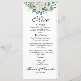 Elegant White Rose und Lilies Wedding Menükarte