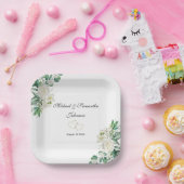 Elegant White Rose und Lilies Wedding Pappteller (Party)