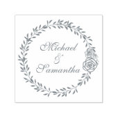 Elegant White Rose und Lilies Wedding Permastempel (Design)