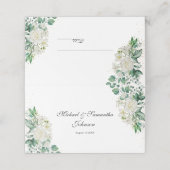 Elegant White Rose und Lilies Wedding Platzkarte (Außenseite Aufgefaltet)