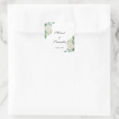 Elegant White Rose und Lilies Wedding Quadratischer Aufkleber (Tasche)